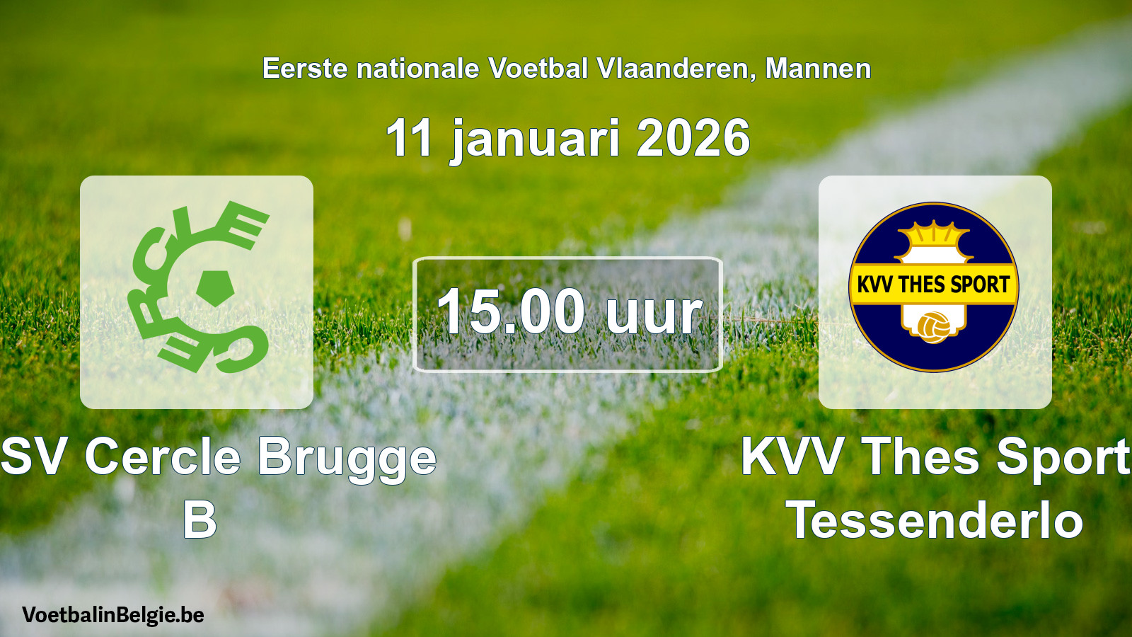 Geplantes Spiel männer-Fußball: KSV Cercle Brugge B - KVV Thes Sport Tessenderlo (11 Januar 2026)