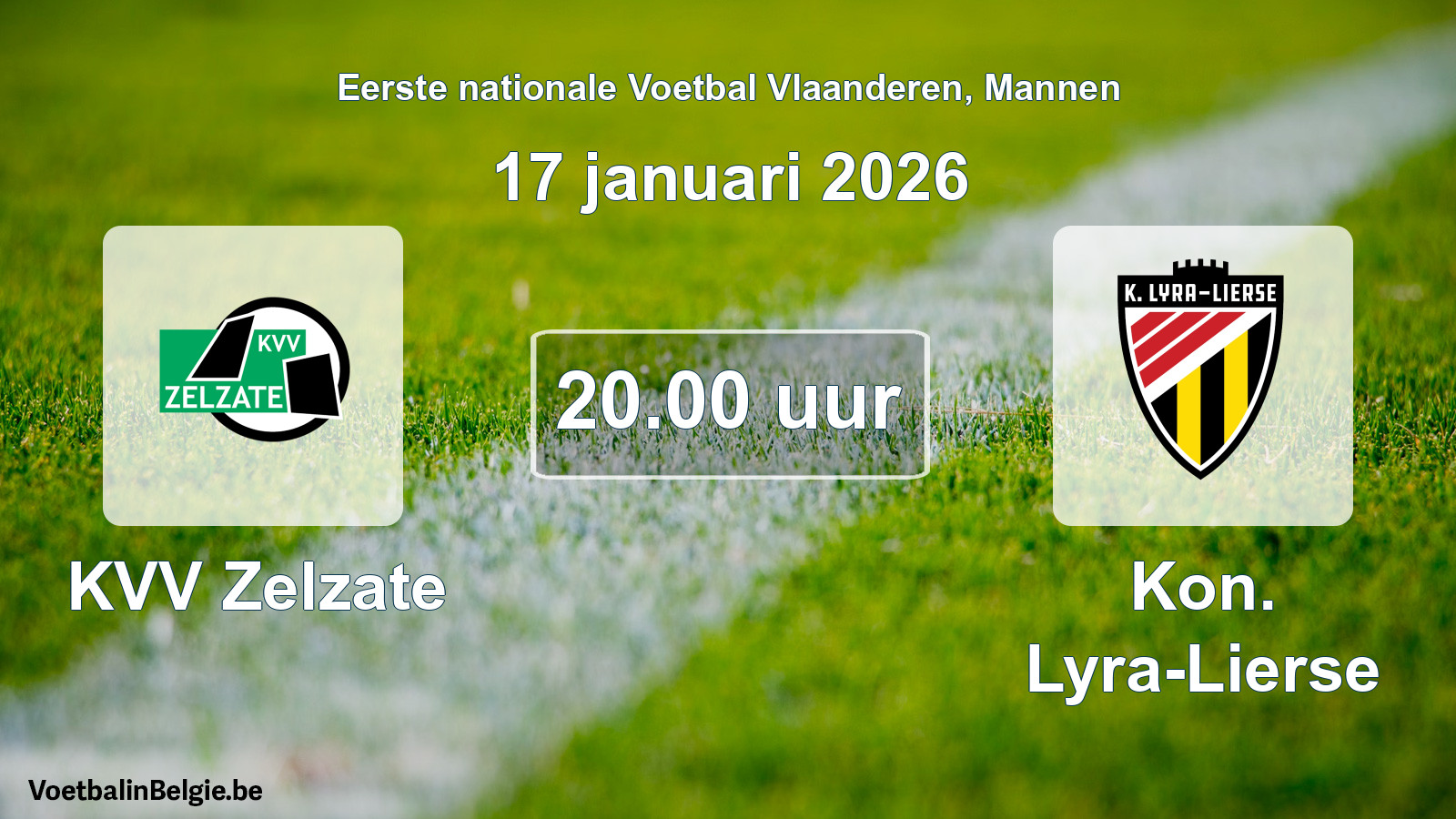 Scheduled match men football: KVV Zelzate - Kon. Lyra-Lierse (17 January 2026)