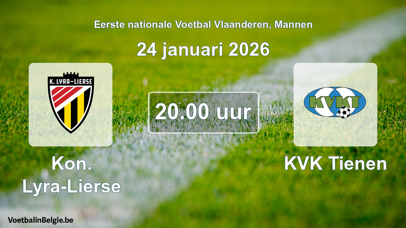 Scheduled match men football: Kon. Lyra-Lierse - KVK Tienen (24 January 2026)