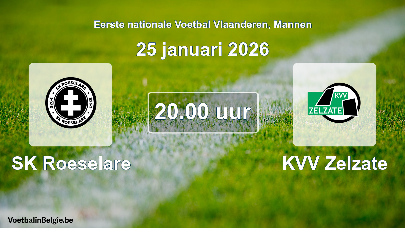 Geplande wedstrijd mannenvoetbal: SK Roeselare - KVV Zelzate (25 januari 2026)
