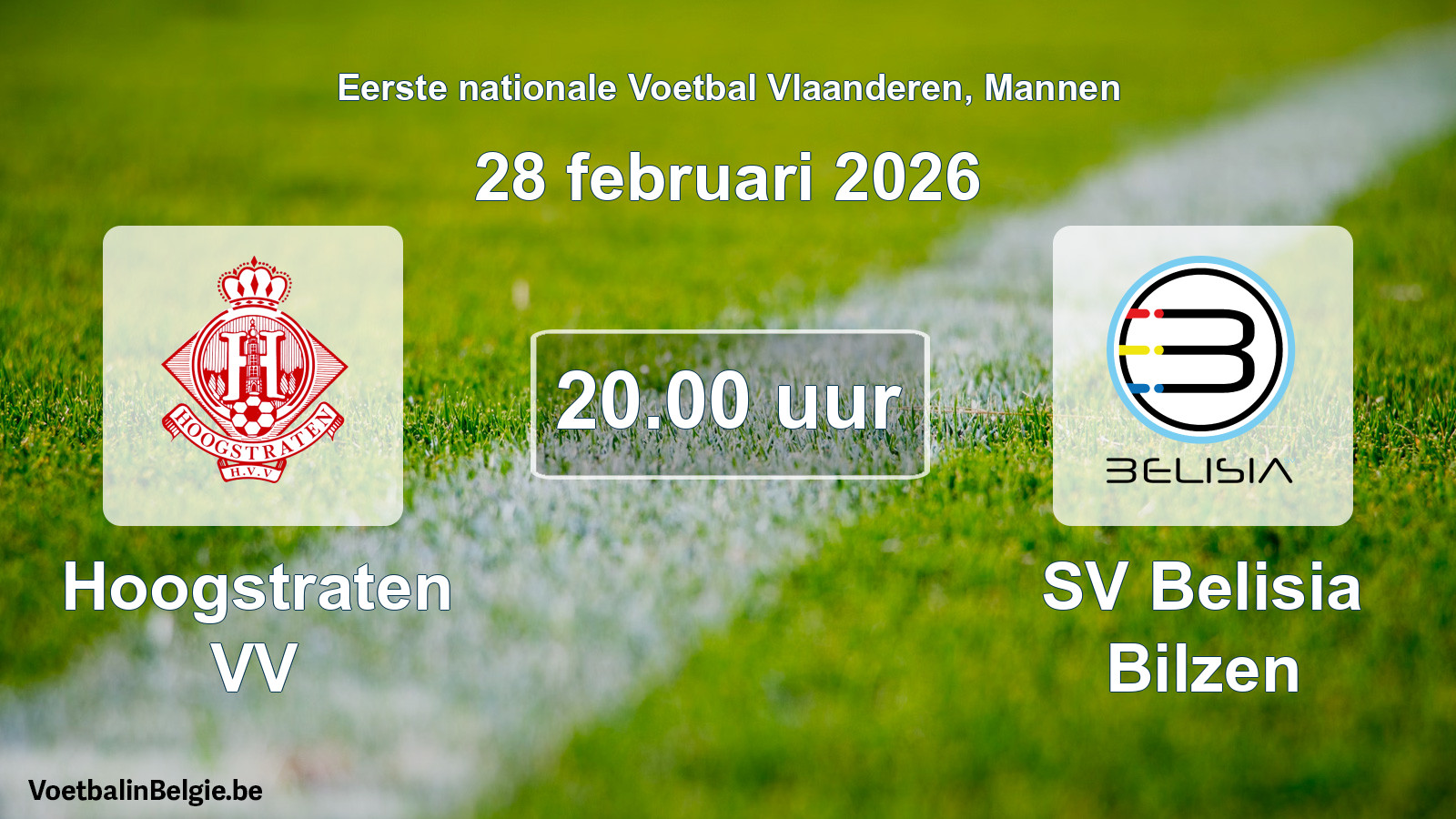 Match prévu football hommes: Hoogstraten VV - SV Belisia Bilzen (28 février 2026)
