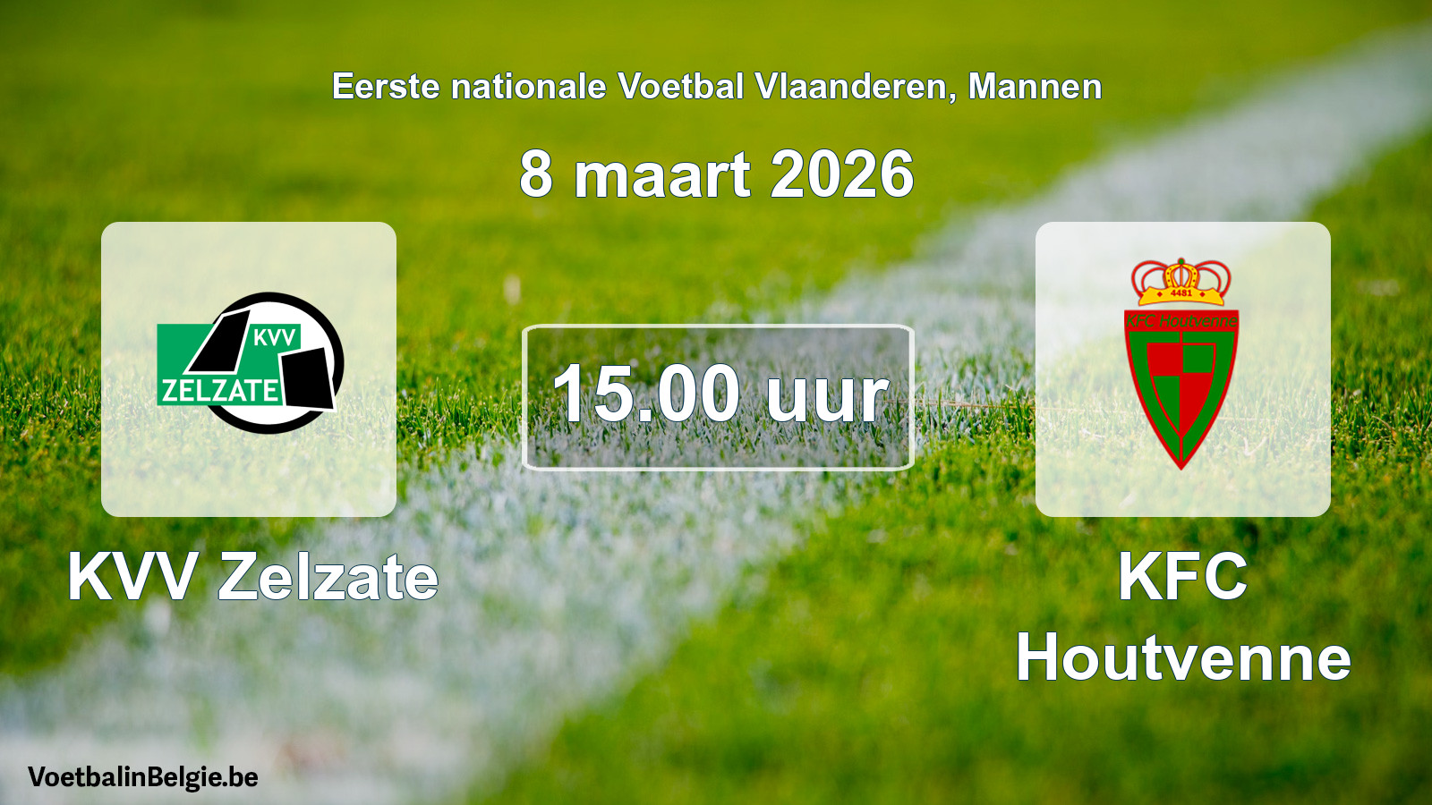Scheduled match men football: KVV Zelzate - KFC Houtvenne (8 March 2026)