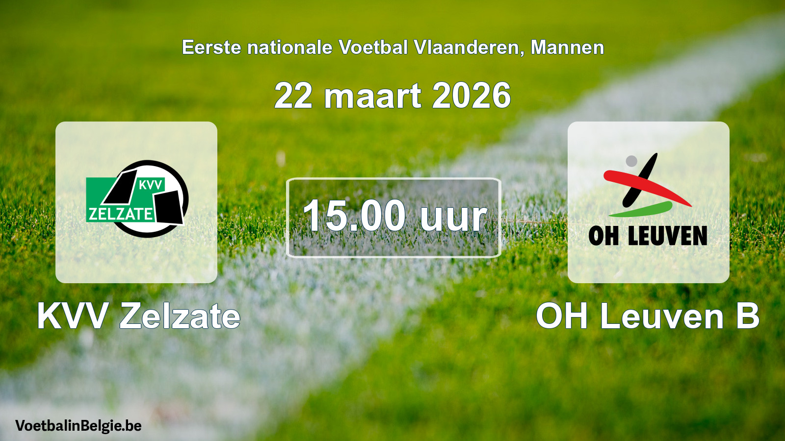 Scheduled match men football: KVV Zelzate - OH Leuven B (22 March 2026)