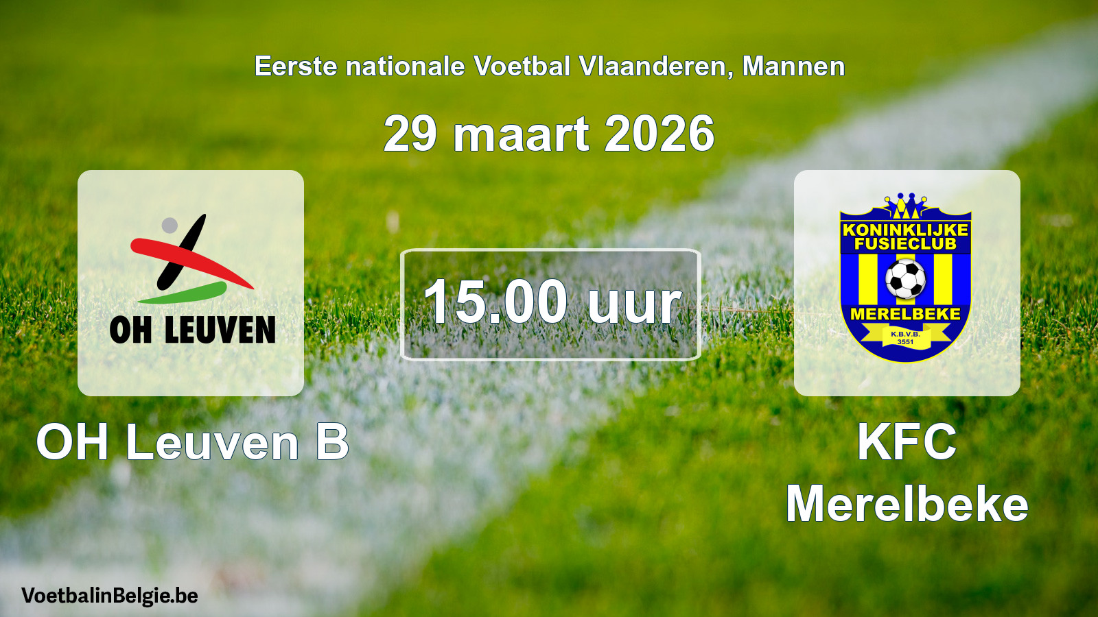 Scheduled match men football: OH Leuven B - KFC Merelbeke (29 March 2026)