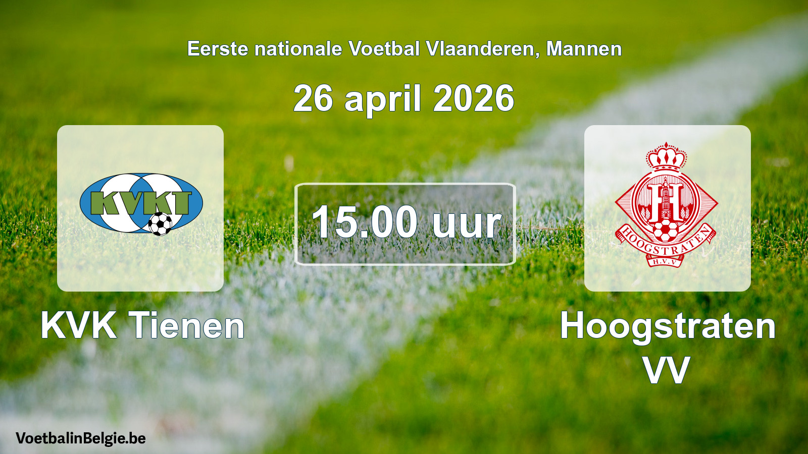 Geplande wedstrijd mannenvoetbal: KVK Tienen - Hoogstraten VV (26 april 2026)