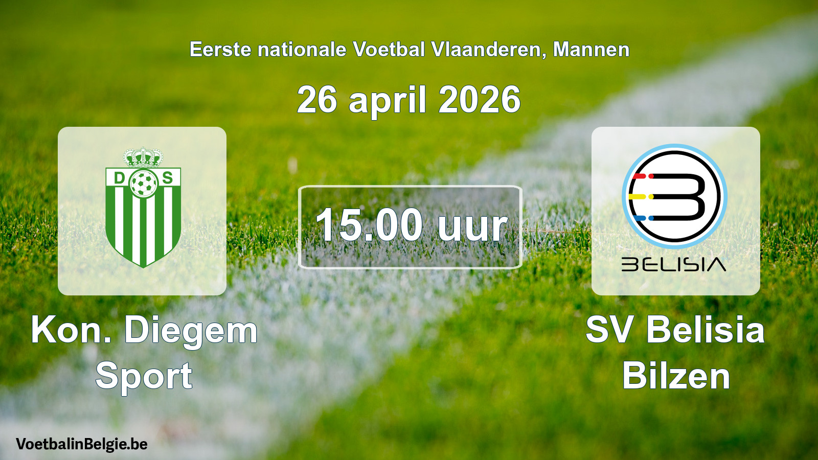 Geplantes Spiel männer-Fußball: Kon. Diegem Sport - SV Belisia Bilzen (26 April 2026)