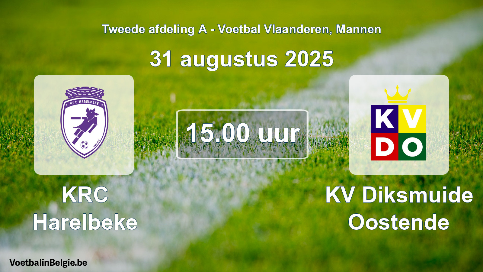 Scheduled match men football: KRC Harelbeke - KV Diksmuide Oostende (31 August 2025)