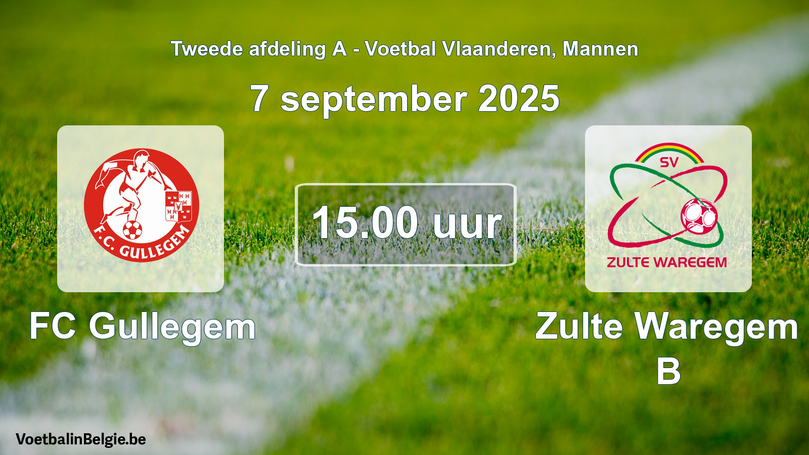 Scheduled match men football: FC Gullegem - Zulte Waregem B (7 September 2025)