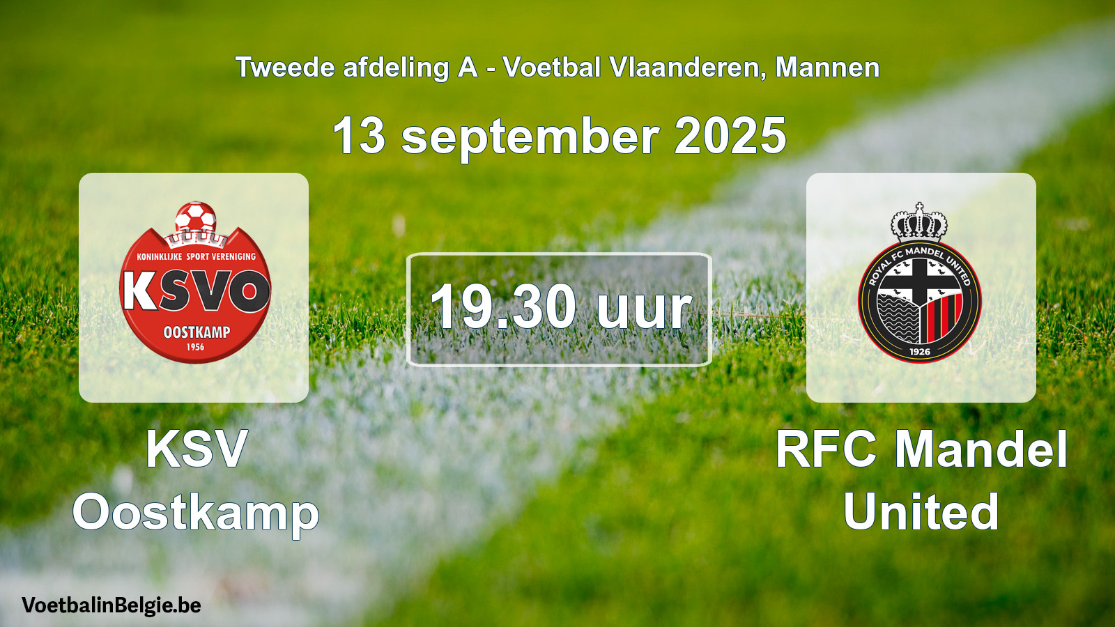 Scheduled match men football: KSV Oostkamp - RFC Mandel United (13 September 2025)