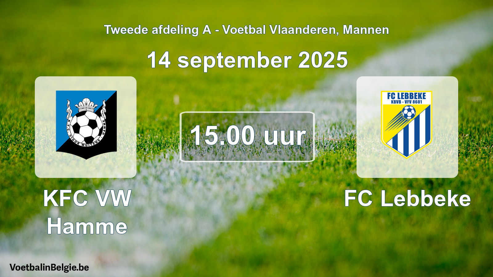 Scheduled match men football: KFC VW Hamme - FC Lebbeke (14 September 2025)