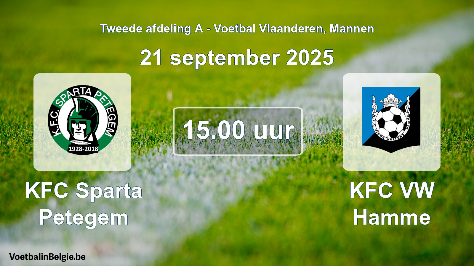 Scheduled match men football: KFC Sparta Petegem - KFC VW Hamme (21 September 2025)