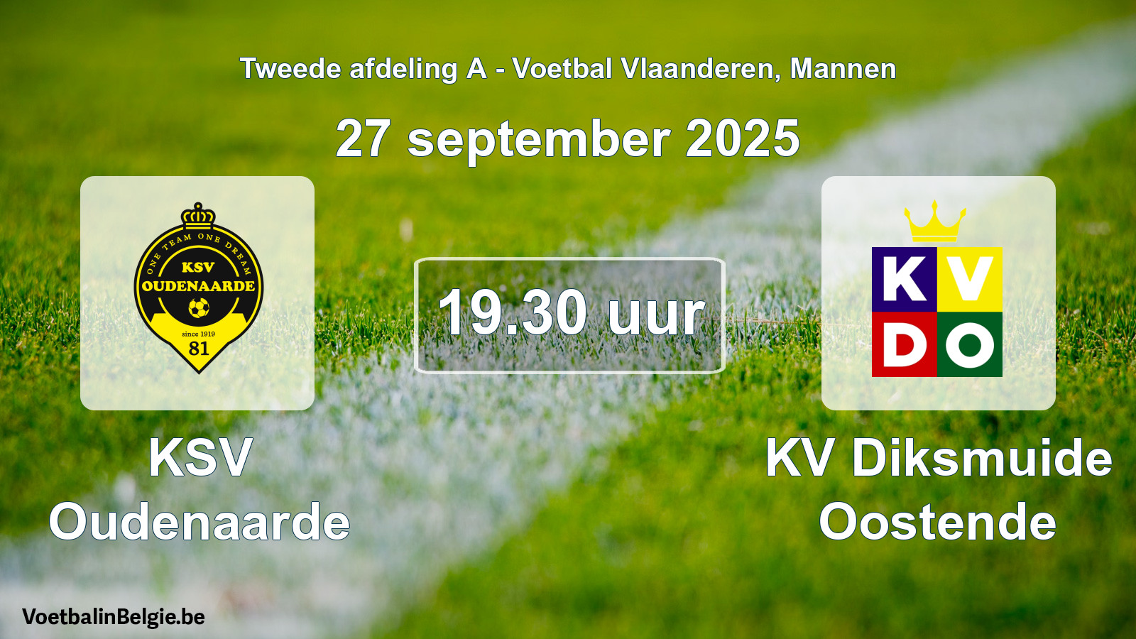 Scheduled match men football: KSV Oudenaarde - KV Diksmuide Oostende (27 September 2025)