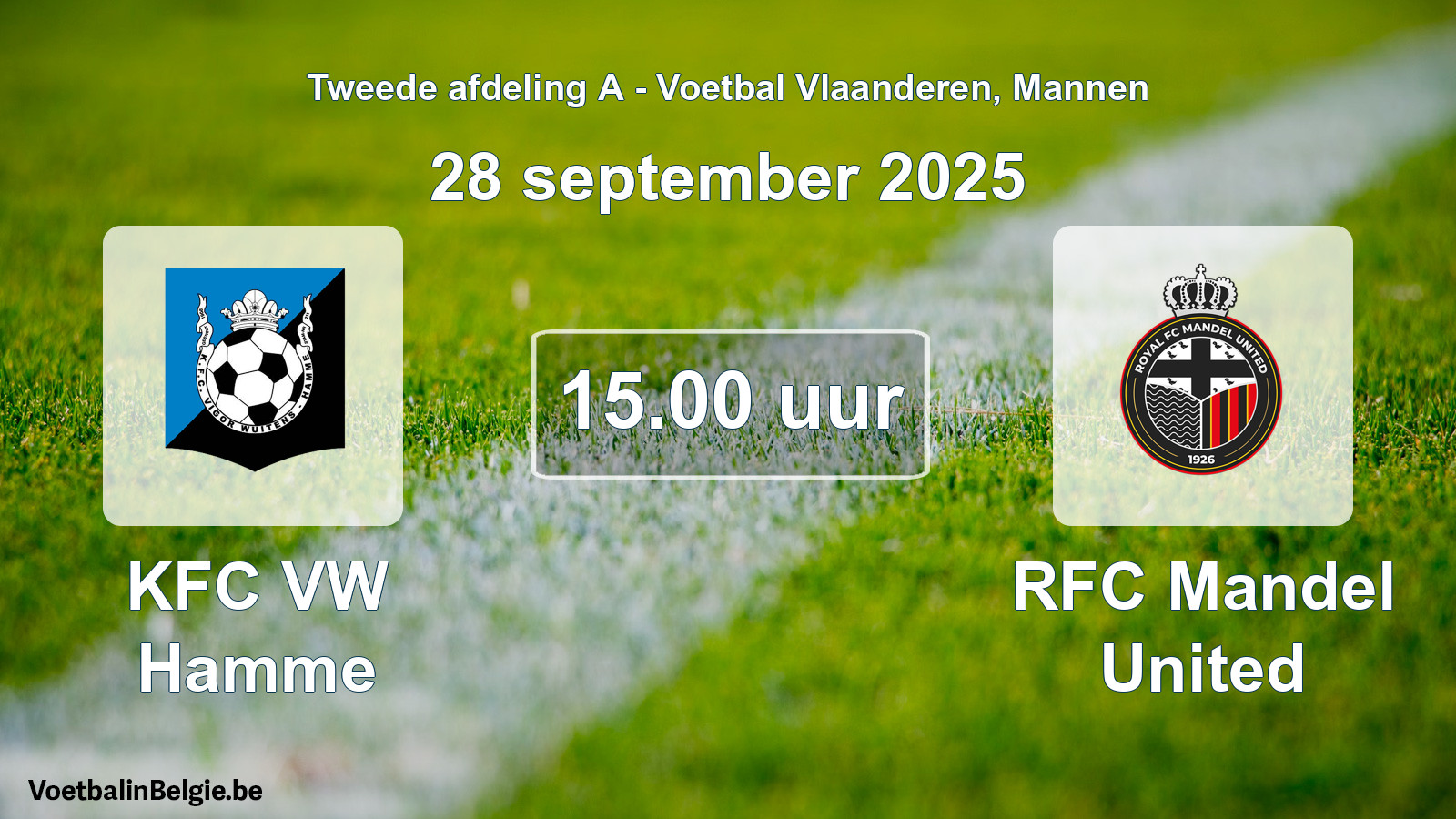 Scheduled match men football: KFC VW Hamme - RFC Mandel United (28 September 2025)