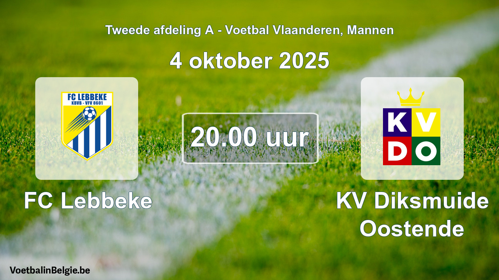 Scheduled match men football: FC Lebbeke - KV Diksmuide Oostende (4 October 2025)