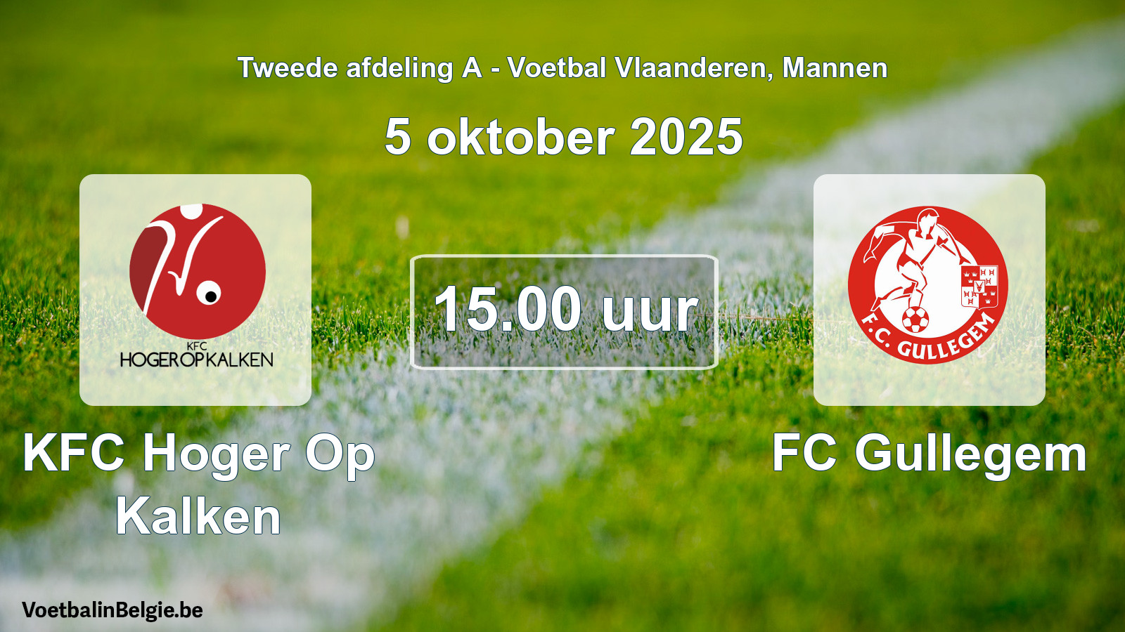 Scheduled match men football: KFC Hoger Op Kalken - FC Gullegem (5 October 2025)