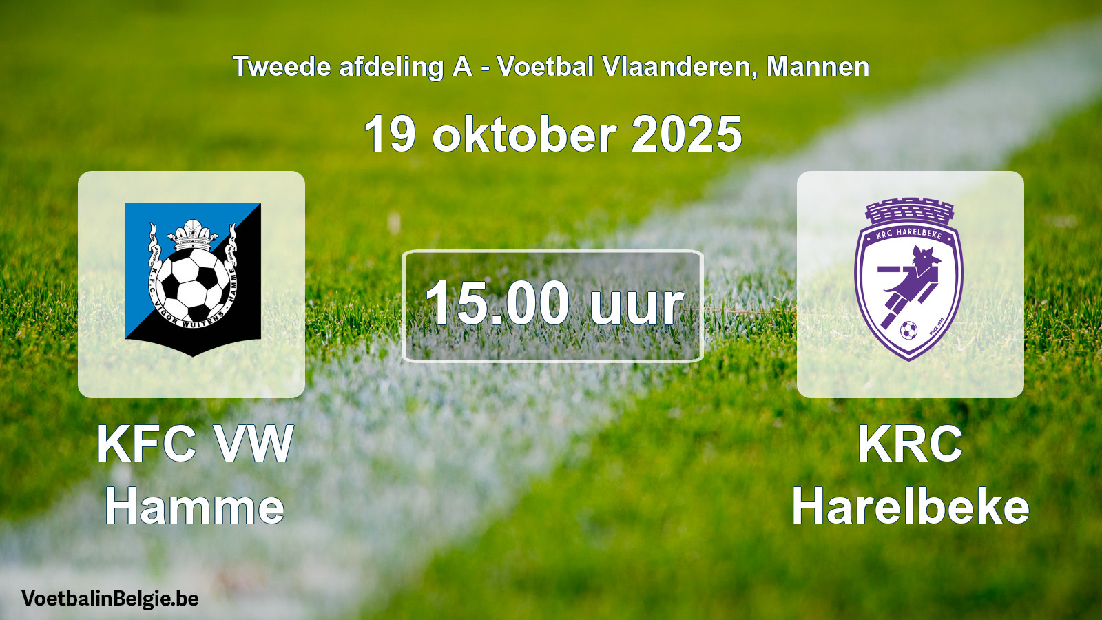 Scheduled match men football: KFC VW Hamme - KRC Harelbeke (19 October 2025)