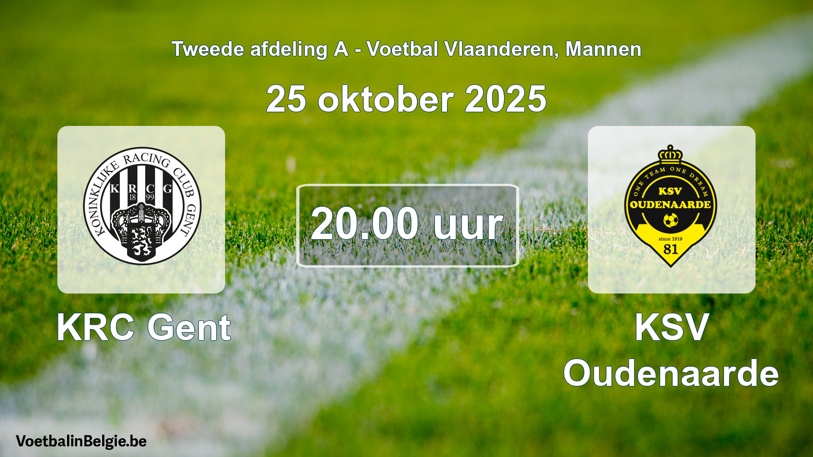 Geplande wedstrijd mannenvoetbal: KRC Gent - KSV Oudenaarde (25 oktober 2025)