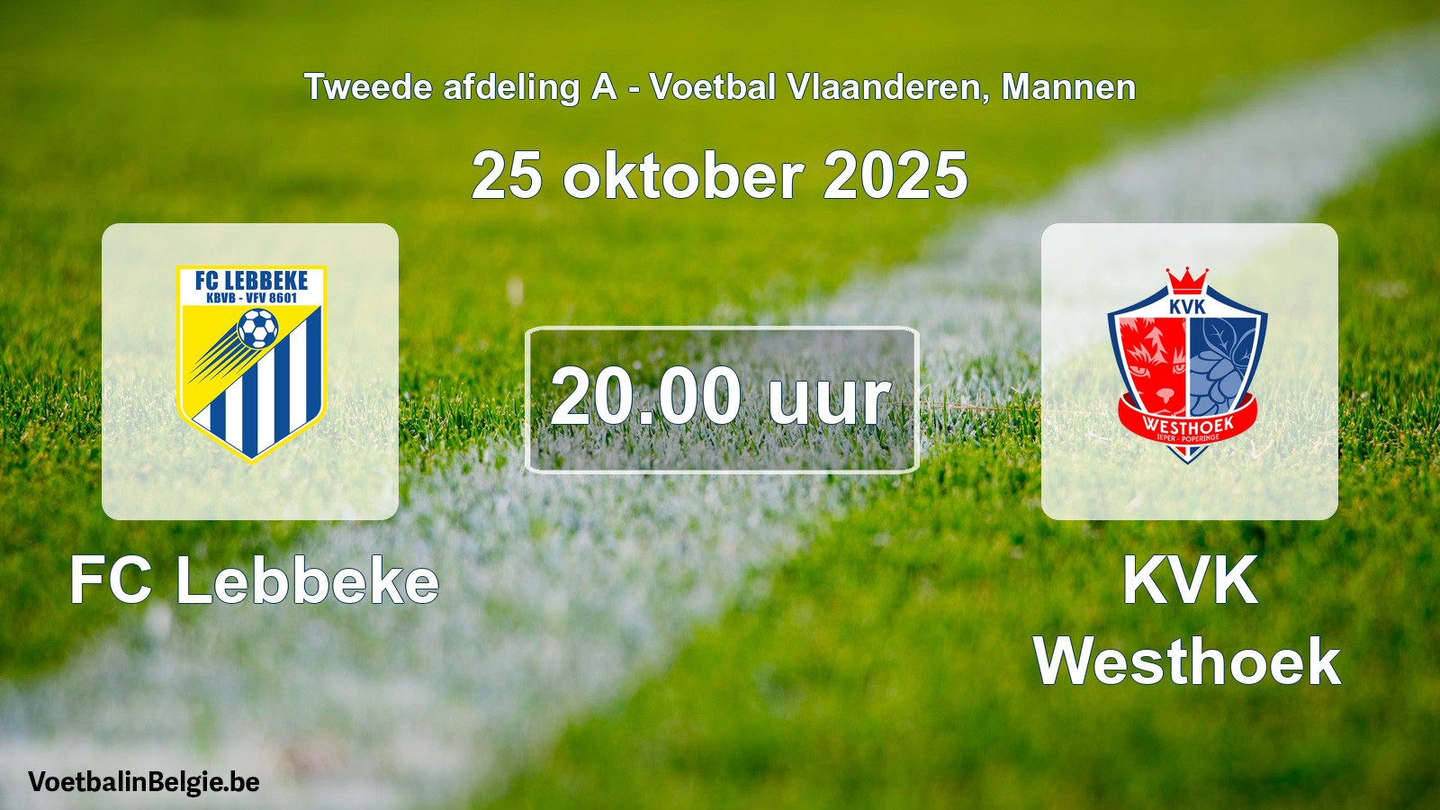 Geplande wedstrijd mannenvoetbal: FC Lebbeke - KVK Westhoek (25 oktober 2025)
