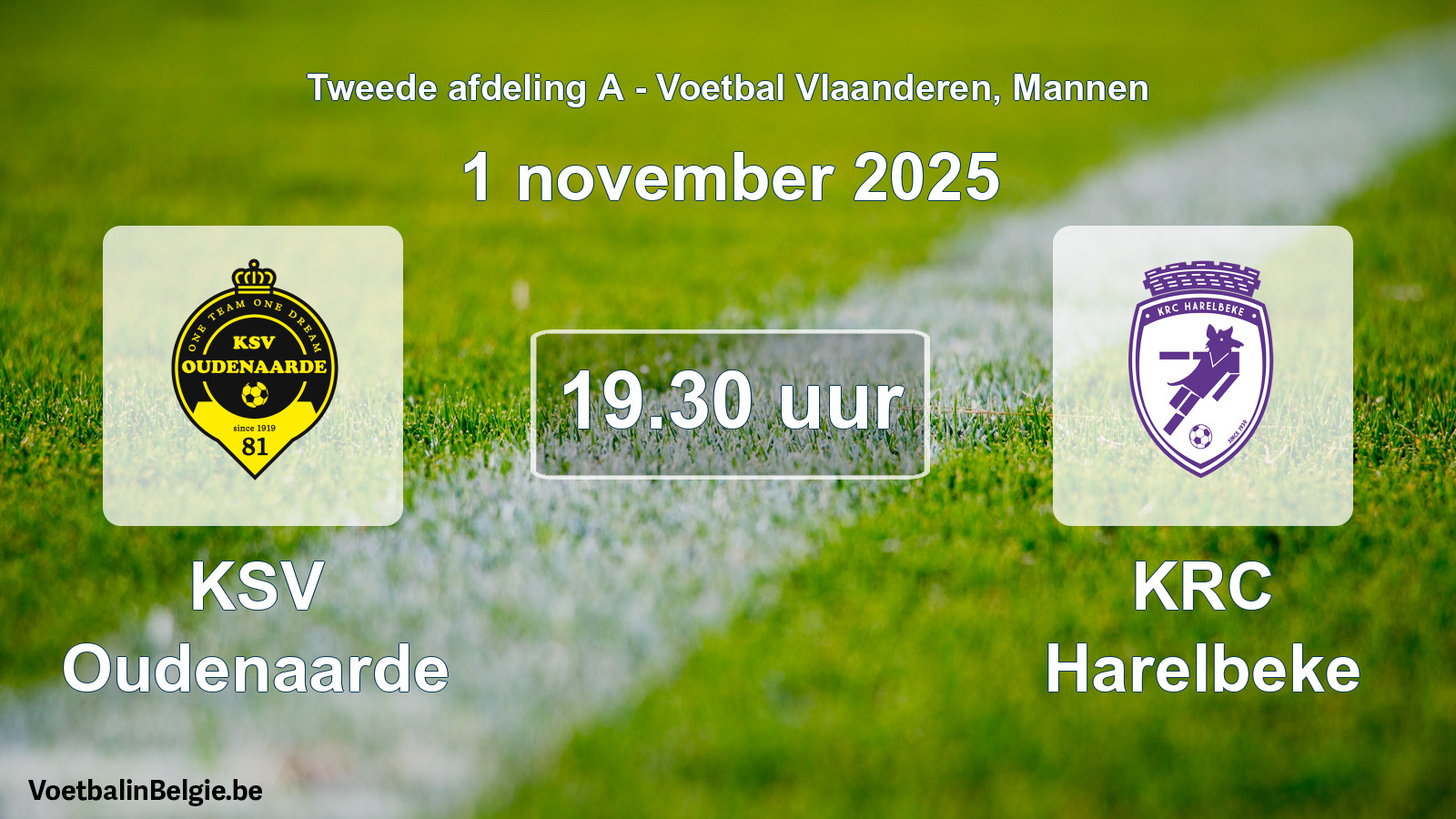 Geplande wedstrijd mannenvoetbal: KSV Oudenaarde - KRC Harelbeke (1 november 2025)