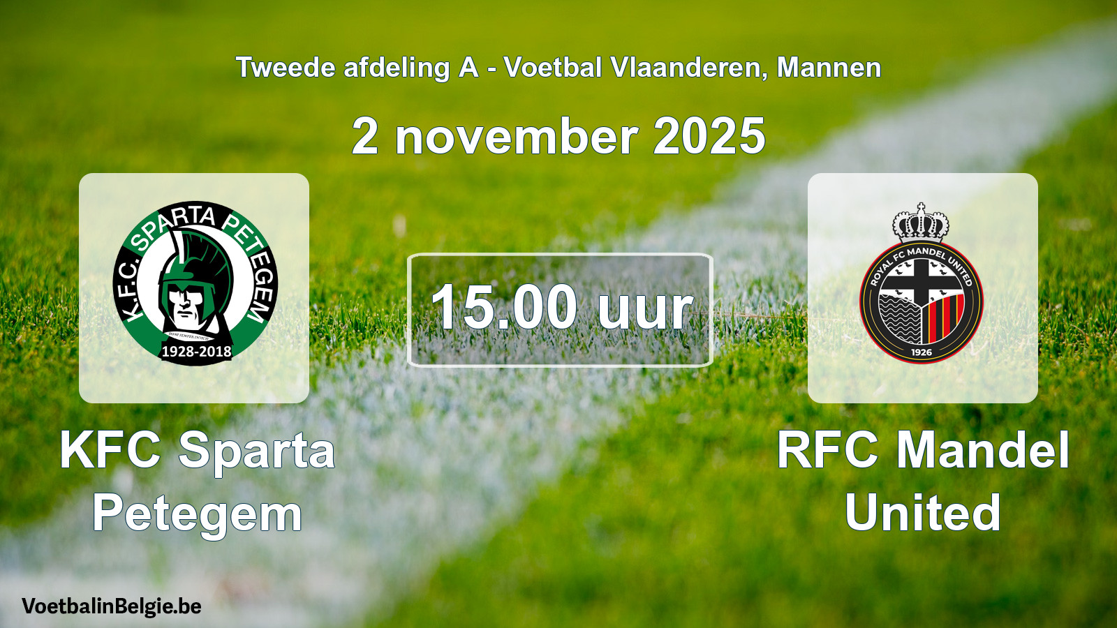 Scheduled match men football: KFC Sparta Petegem - RFC Mandel United (2 November 2025)