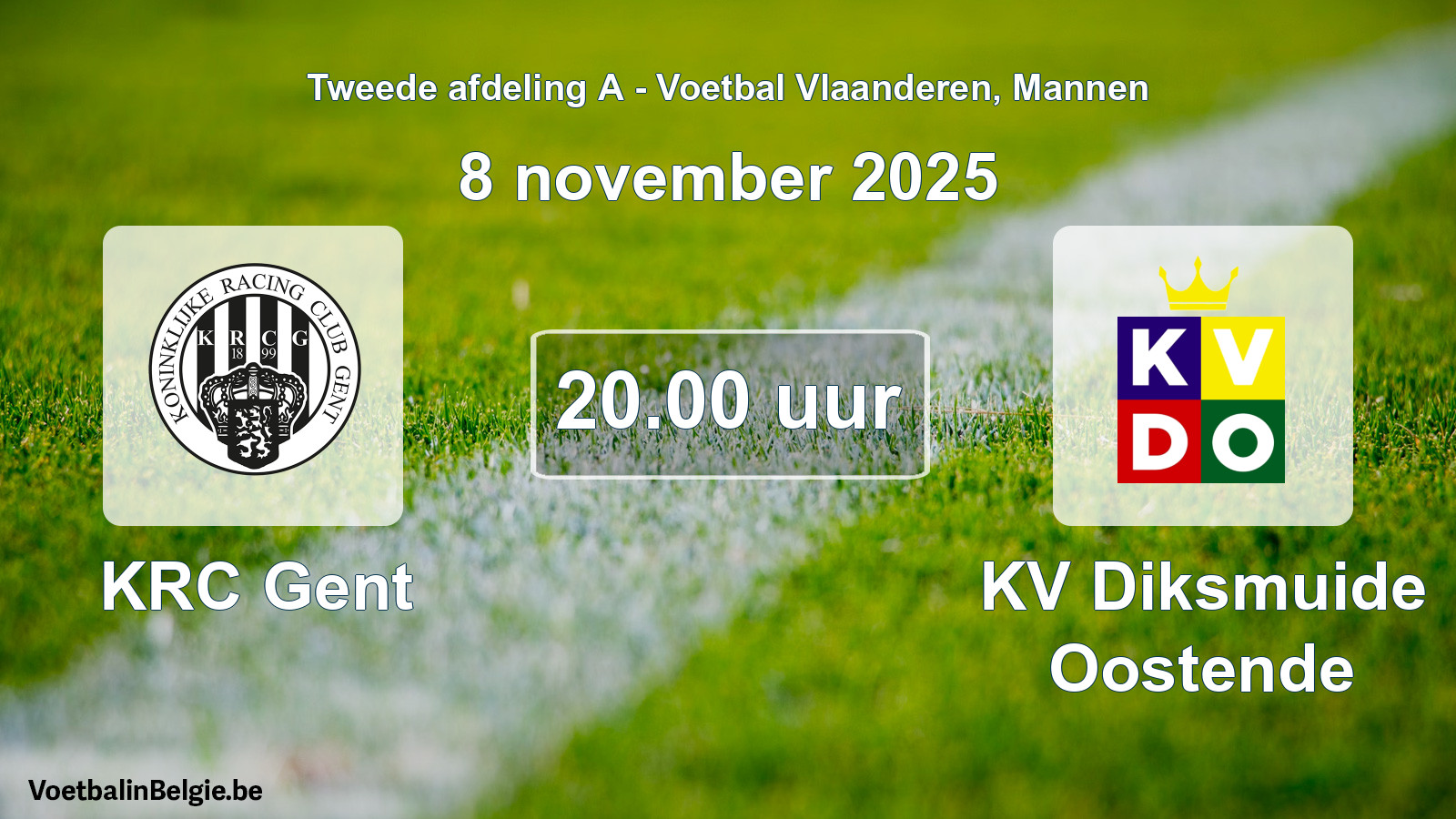 Scheduled match men football: KRC Gent - KV Diksmuide Oostende (8 November 2025)