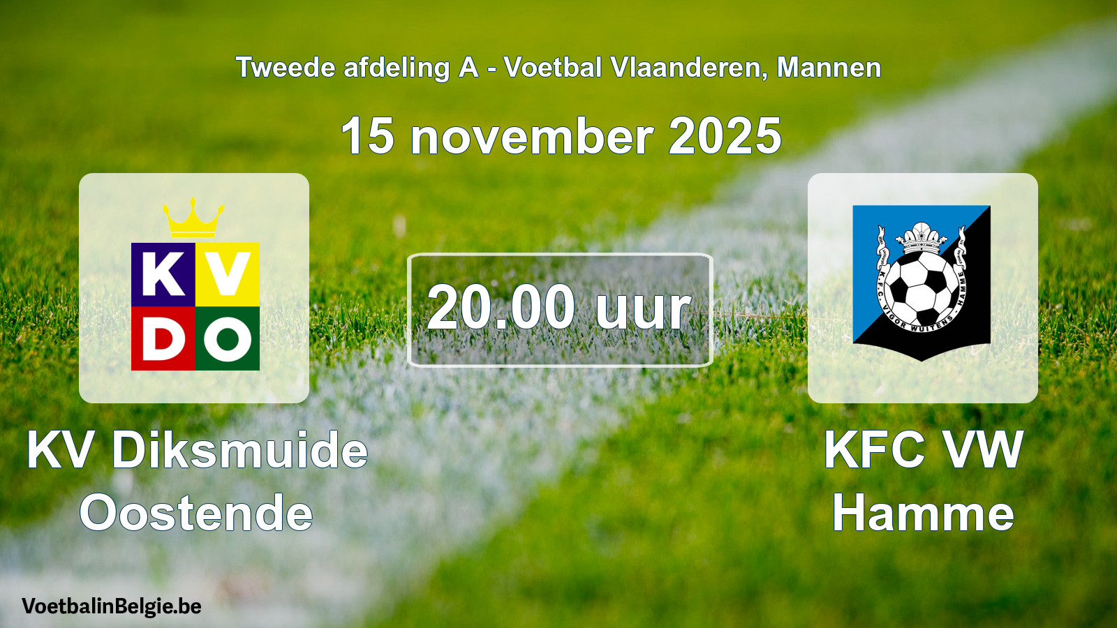 Scheduled match men football: KV Diksmuide Oostende - KFC VW Hamme (15 November 2025)