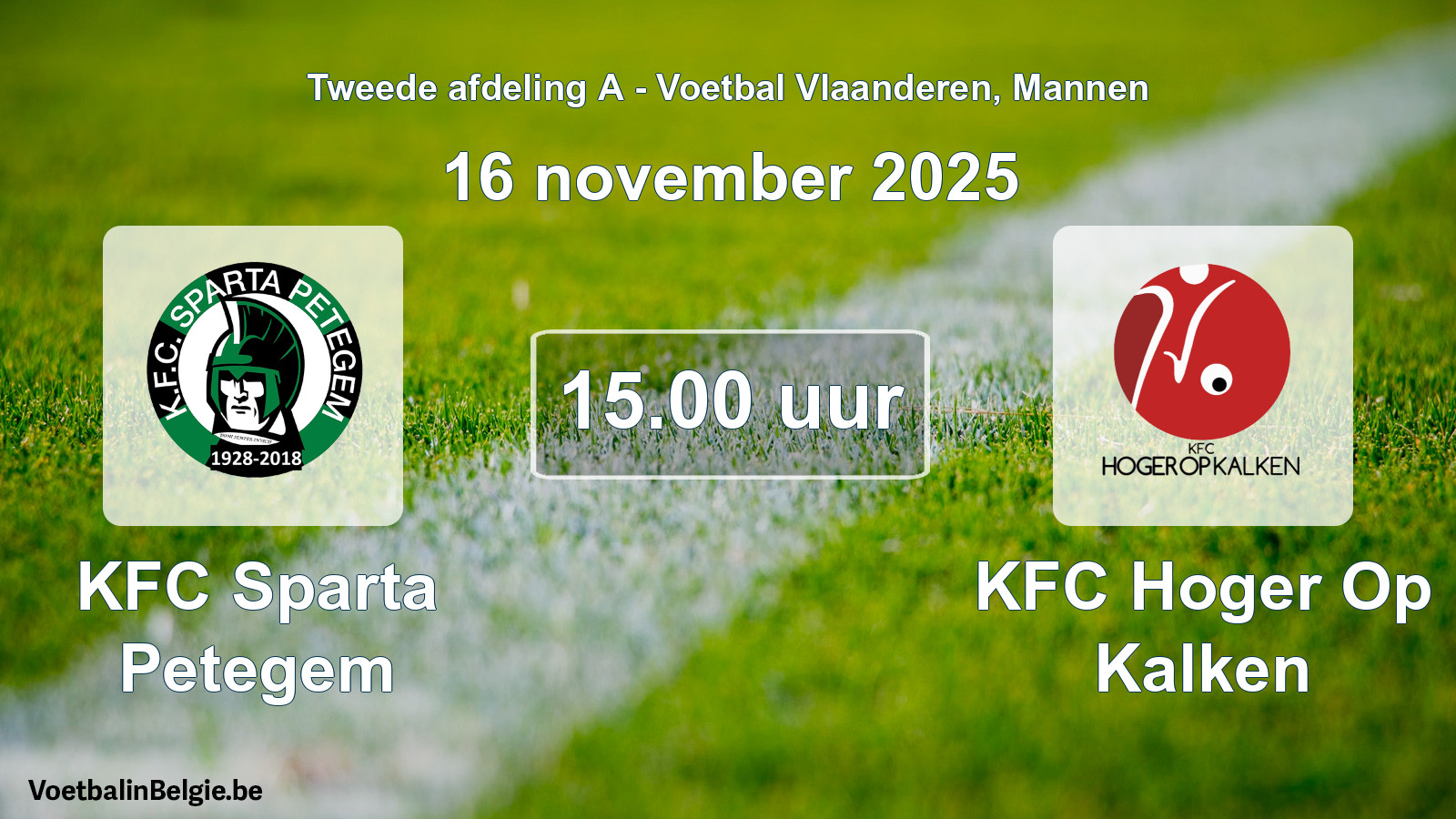 Scheduled match men football: KFC Sparta Petegem - KFC Hoger Op Kalken (16 November 2025)