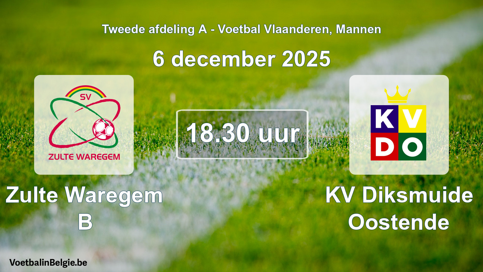 Scheduled match men football: Zulte Waregem B - KV Diksmuide Oostende (6 December 2025)