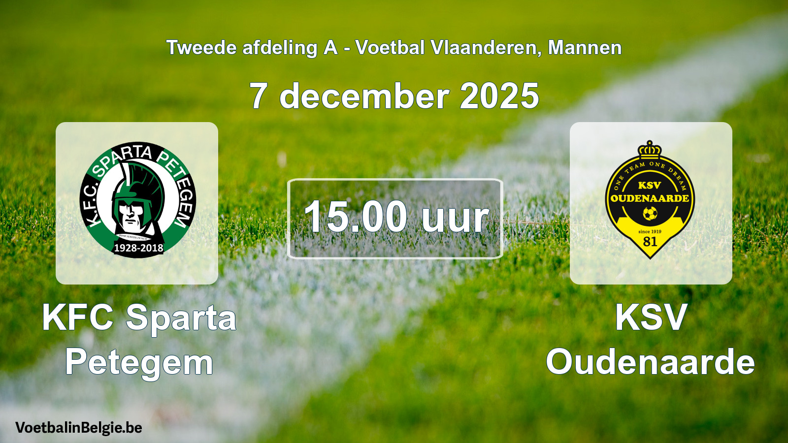 Scheduled match men football: KFC Sparta Petegem - KSV Oudenaarde (7 December 2025)
