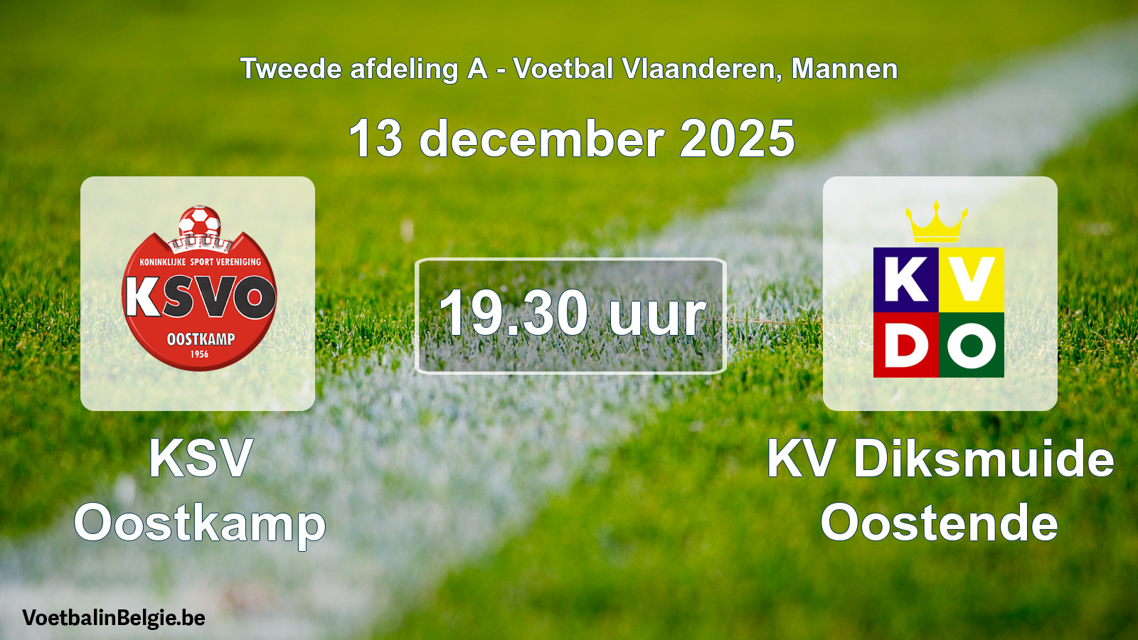 Geplande wedstrijd mannenvoetbal: KSV Oostkamp - KV Diksmuide Oostende (13 december 2025)
