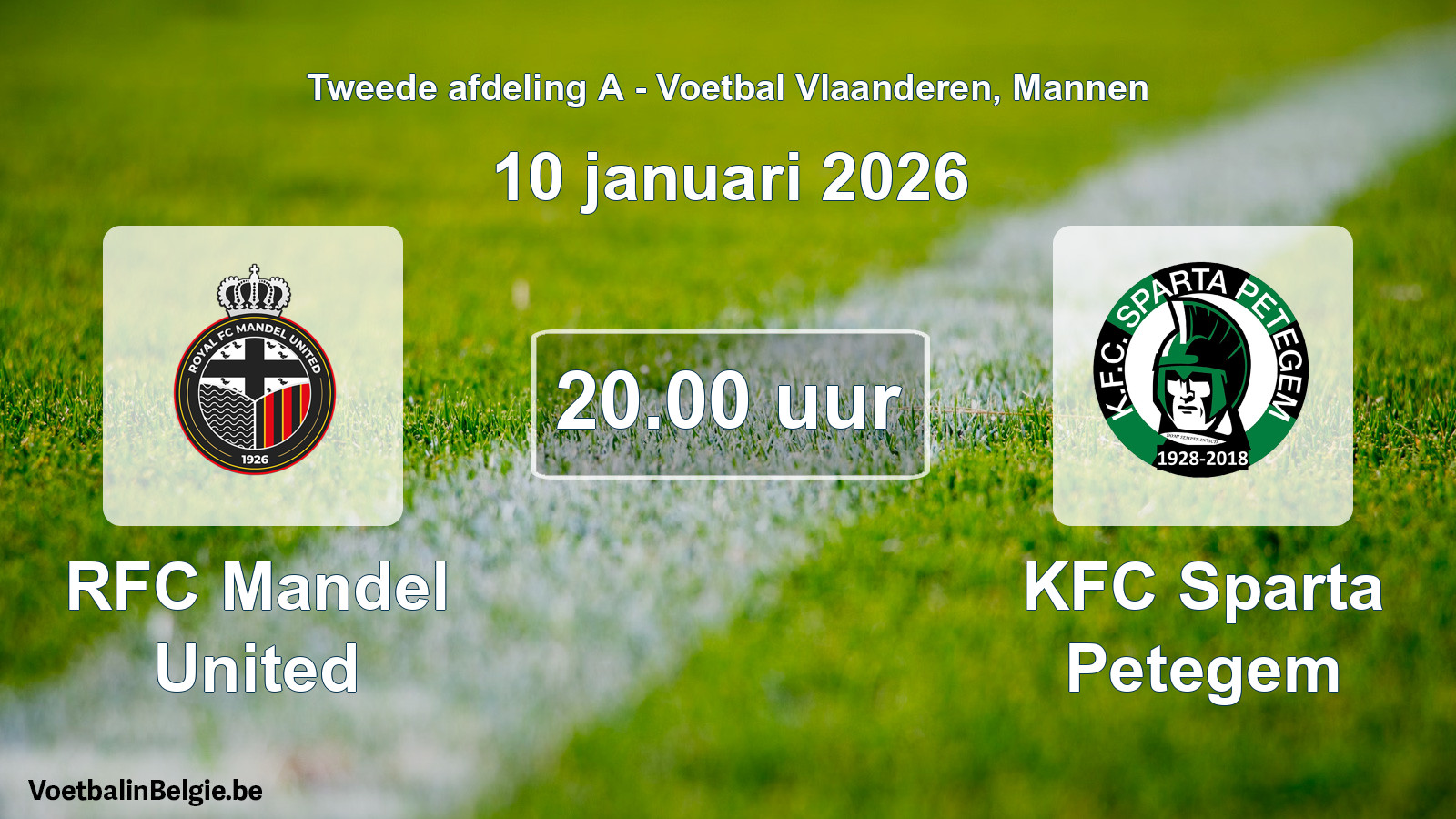 Scheduled match men football: RFC Mandel United - KFC Sparta Petegem (10 January 2026)
