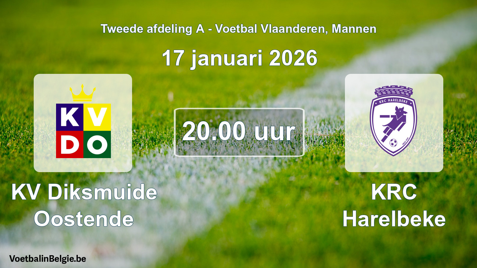 Scheduled match men football: KV Diksmuide Oostende - KRC Harelbeke (17 January 2026)