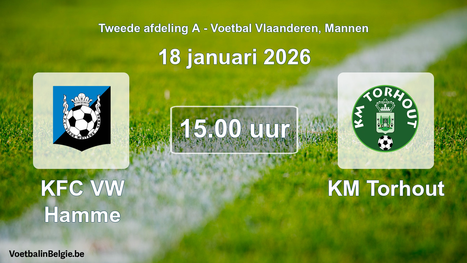 Scheduled match men football: KFC VW Hamme - KM Torhout (18 January 2026)