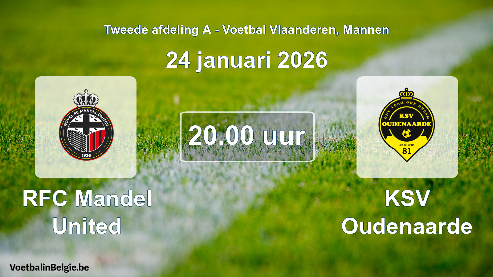 Scheduled match men football: RFC Mandel United - KSV Oudenaarde (24 January 2026)