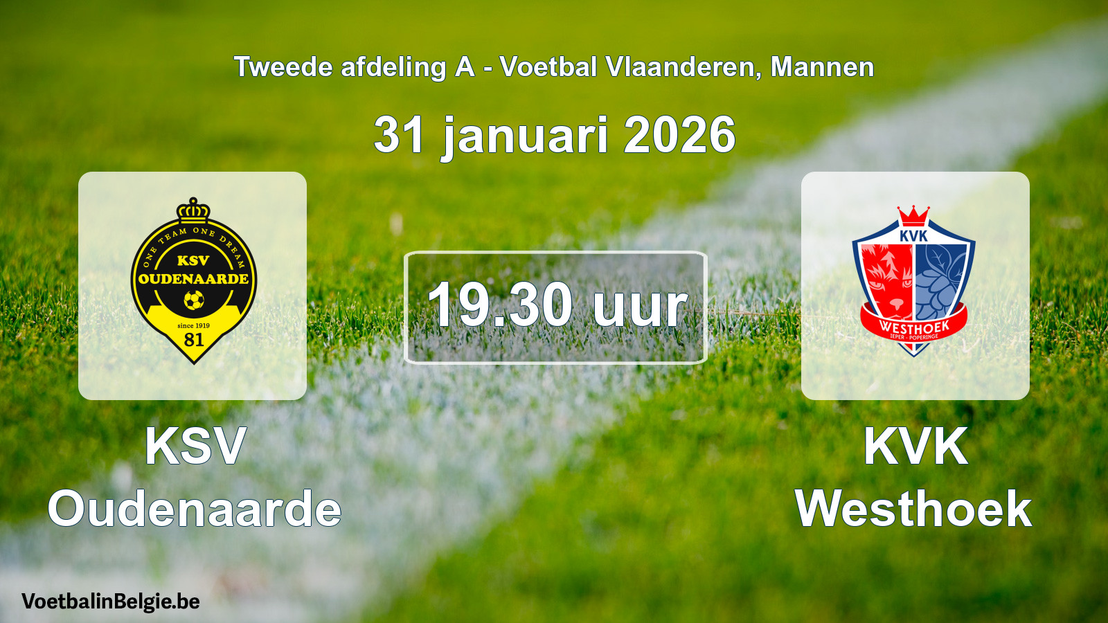 Scheduled match men football: KSV Oudenaarde - KVK Westhoek (31 January 2026)