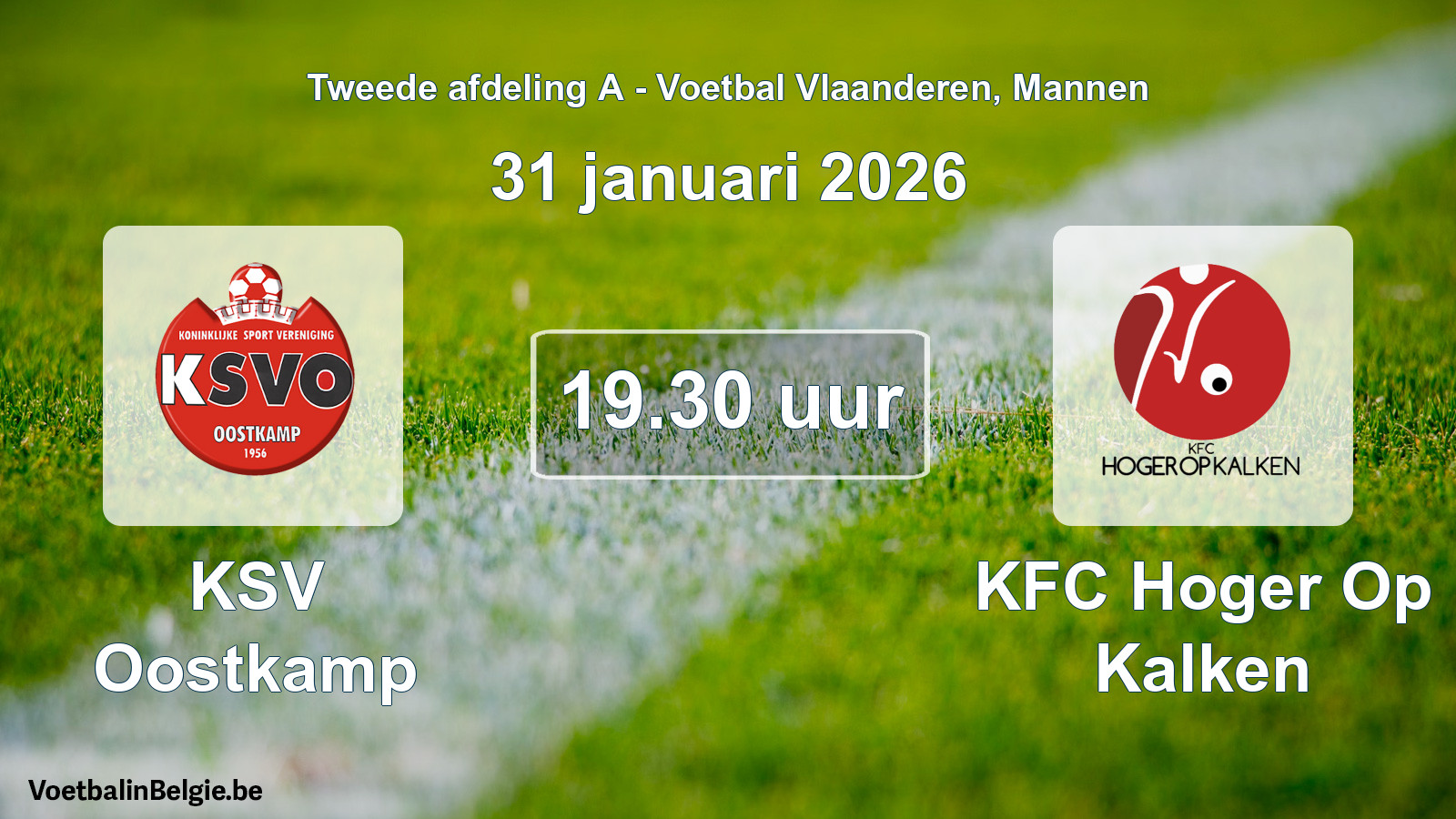 Scheduled match men football: KSV Oostkamp - KFC Hoger Op Kalken (31 January 2026)