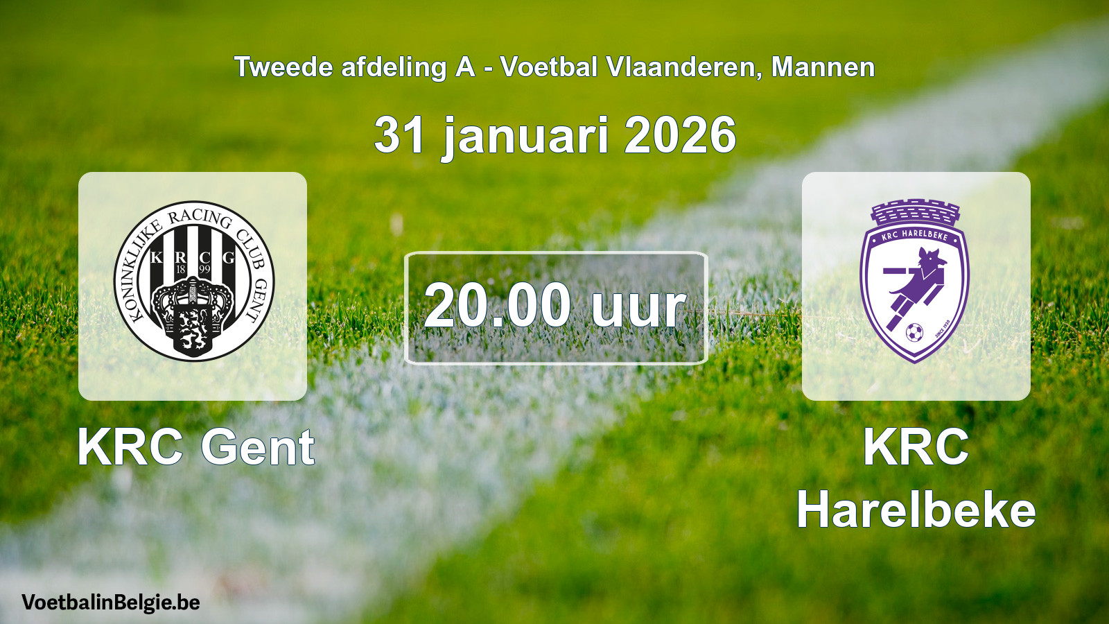 Scheduled match men football: KRC Gent - KRC Harelbeke (31 January 2026)
