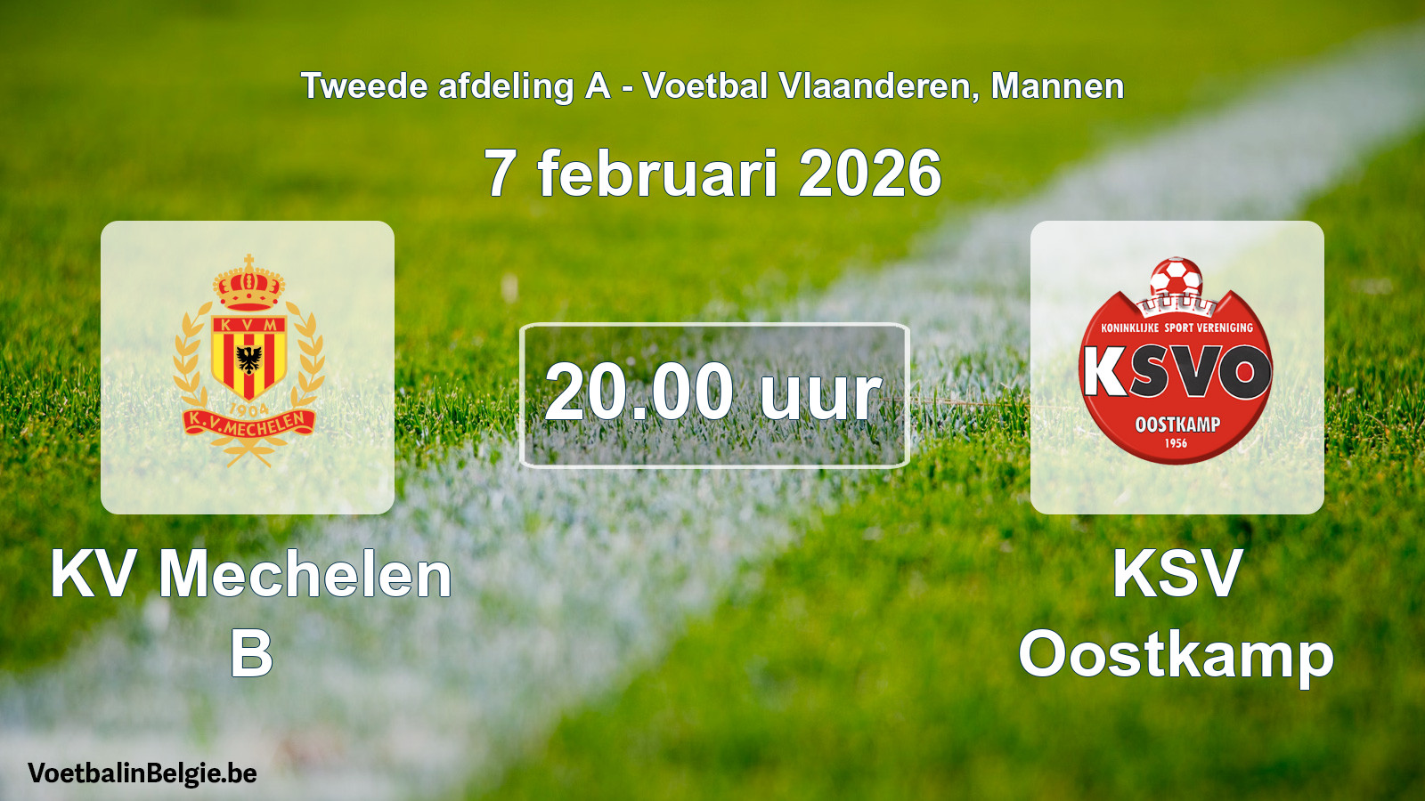 Scheduled match men football: KV Mechelen B - KSV Oostkamp (7 February 2026)