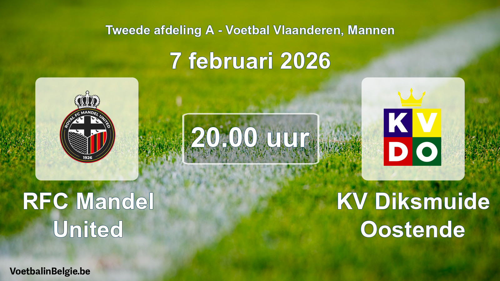 Scheduled match men football: RFC Mandel United - KV Diksmuide Oostende (7 February 2026)