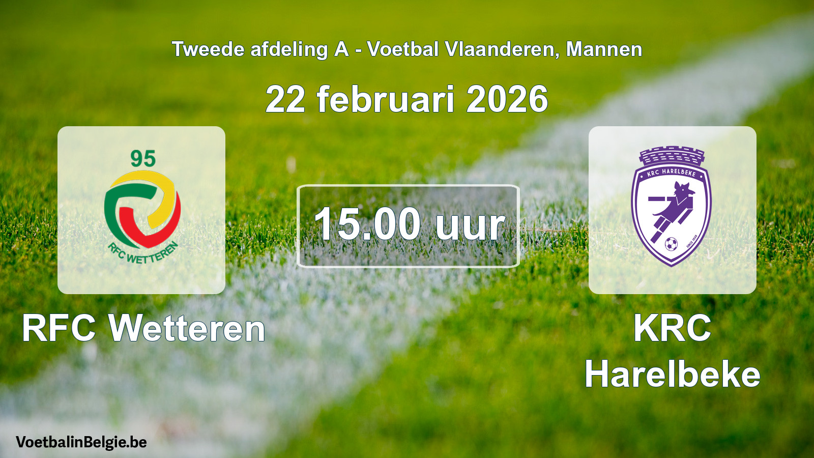 Scheduled match men football: RFC Wetteren - KRC Harelbeke (22 February 2026)