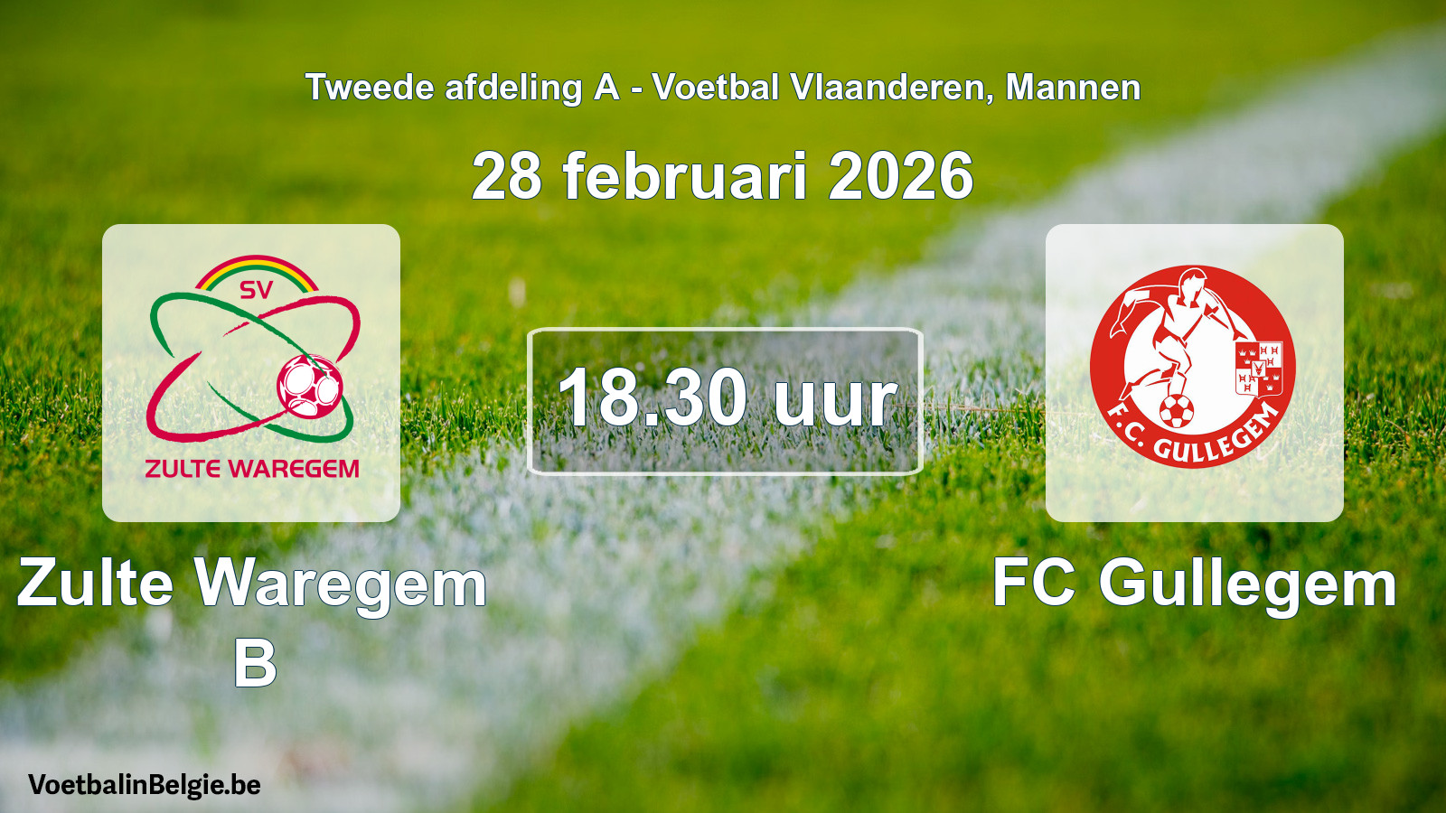 Scheduled match men football: Zulte Waregem B - FC Gullegem (28 February 2026)