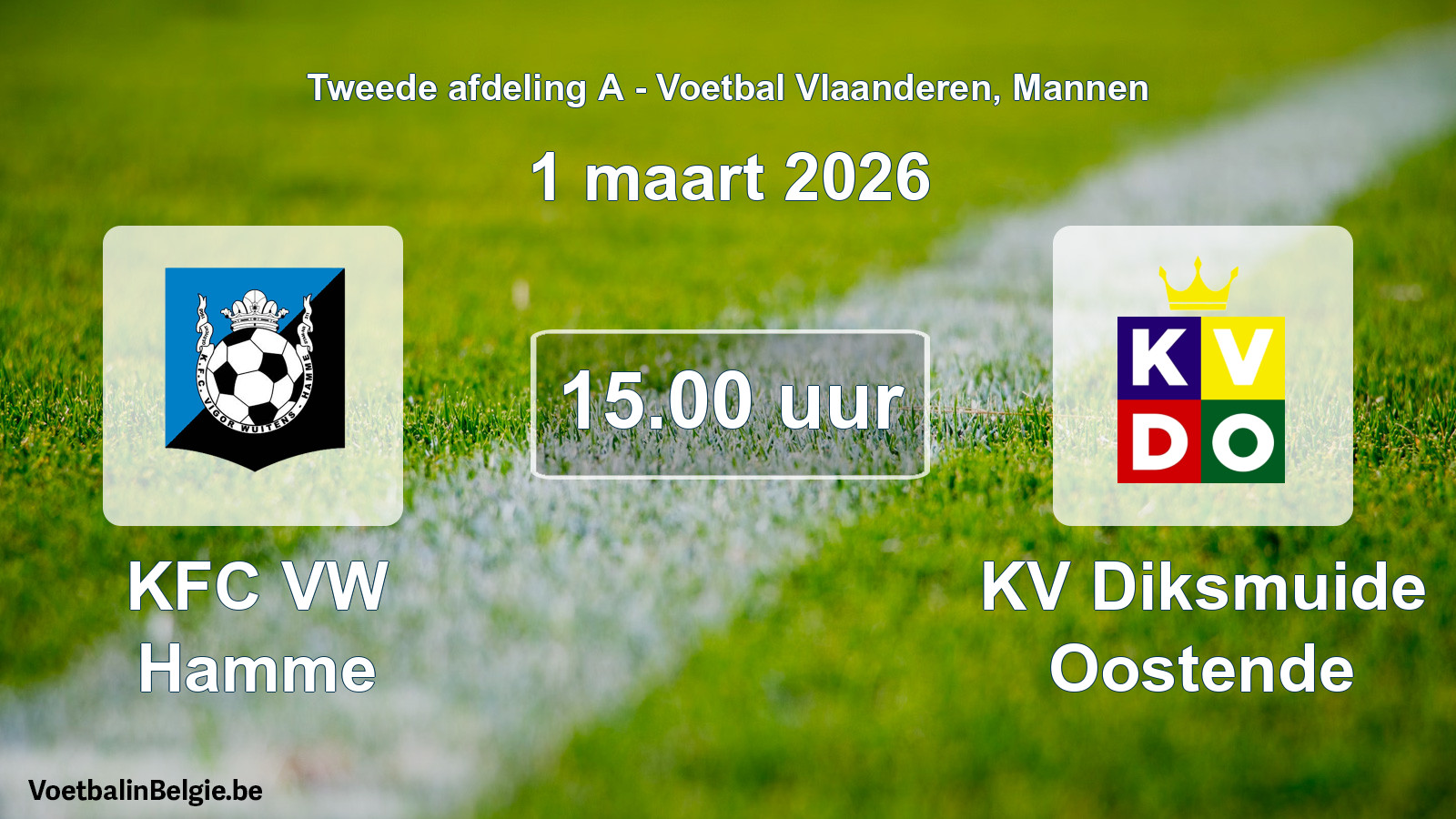 Scheduled match men football: KFC VW Hamme - KV Diksmuide Oostende (1 March 2026)
