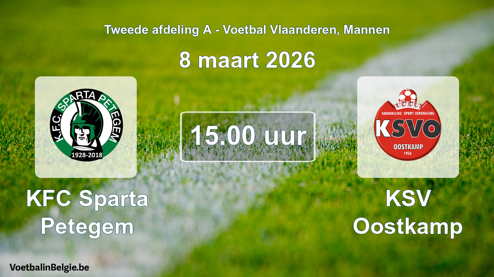 Scheduled match men football: KFC Sparta Petegem - KSV Oostkamp (8 March 2026)