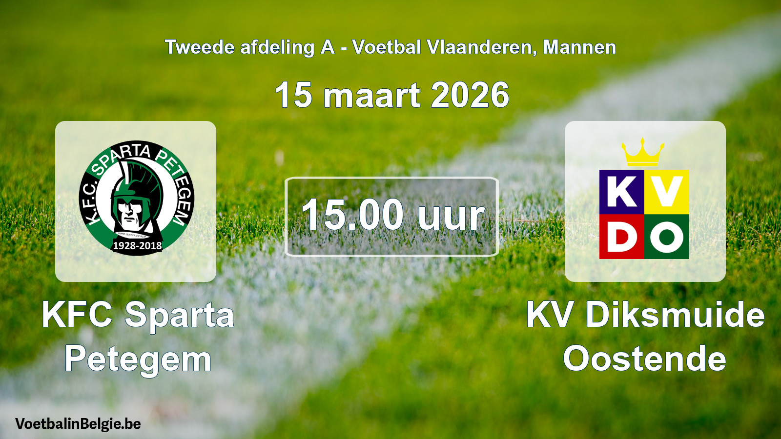 Scheduled match men football: KFC Sparta Petegem - KV Diksmuide Oostende (15 March 2026)