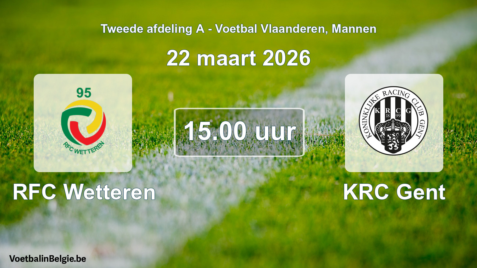 Scheduled match men football: RFC Wetteren - KRC Gent (22 March 2026)
