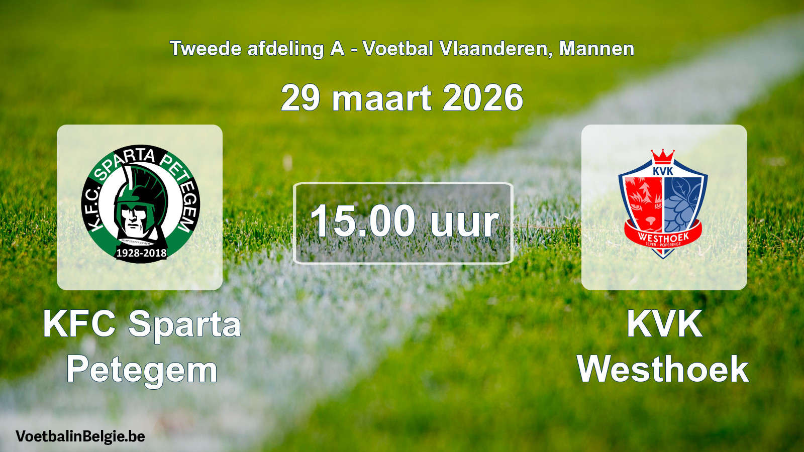 Scheduled match men football: KFC Sparta Petegem - KVK Westhoek (29 March 2026)