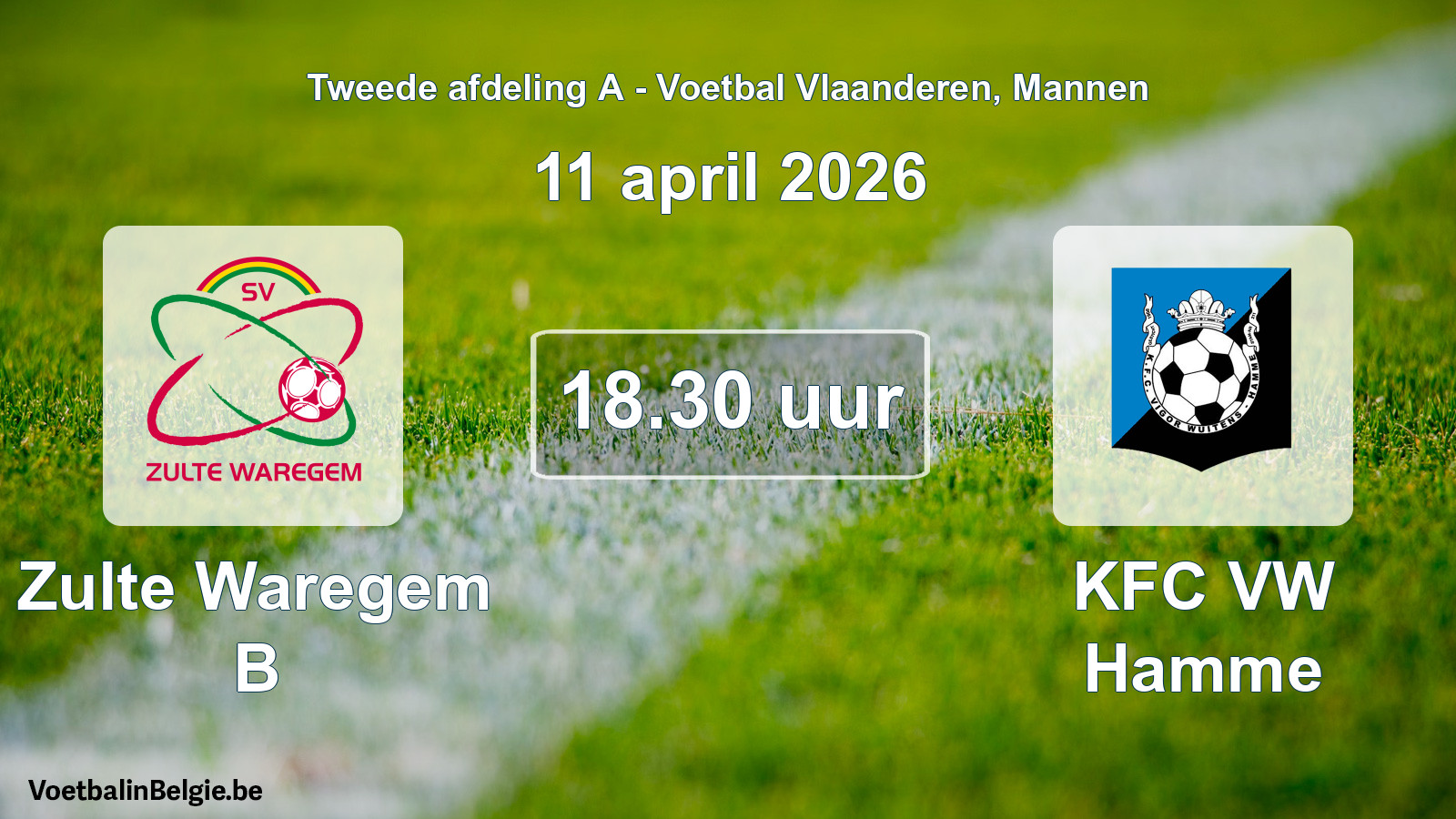 Scheduled match men football: Zulte Waregem B - KFC VW Hamme (11 April 2026)
