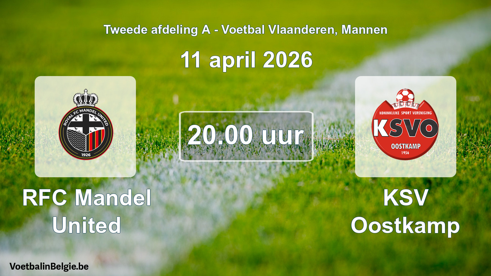 Scheduled match men football: RFC Mandel United - KSV Oostkamp (11 April 2026)