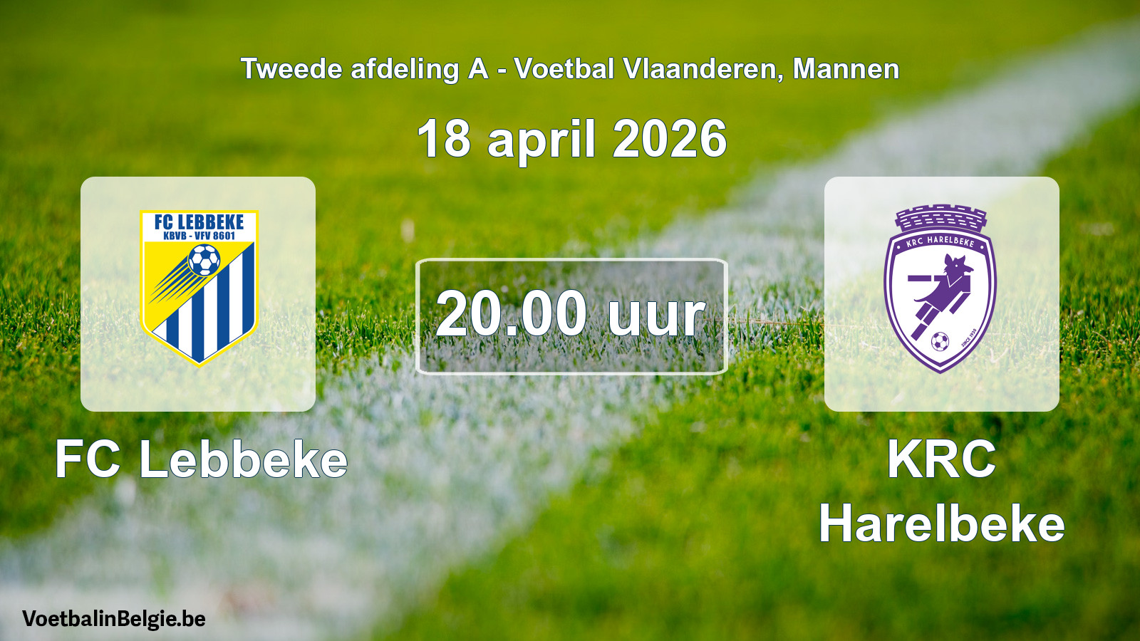 Scheduled match men football: FC Lebbeke - KRC Harelbeke (18 April 2026)