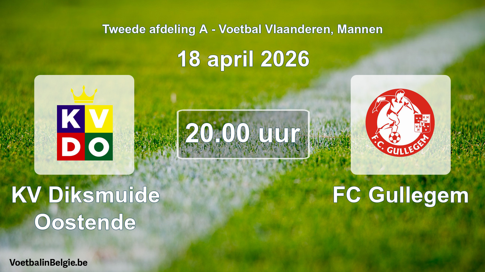 Scheduled match men football: KV Diksmuide Oostende - FC Gullegem (18 April 2026)